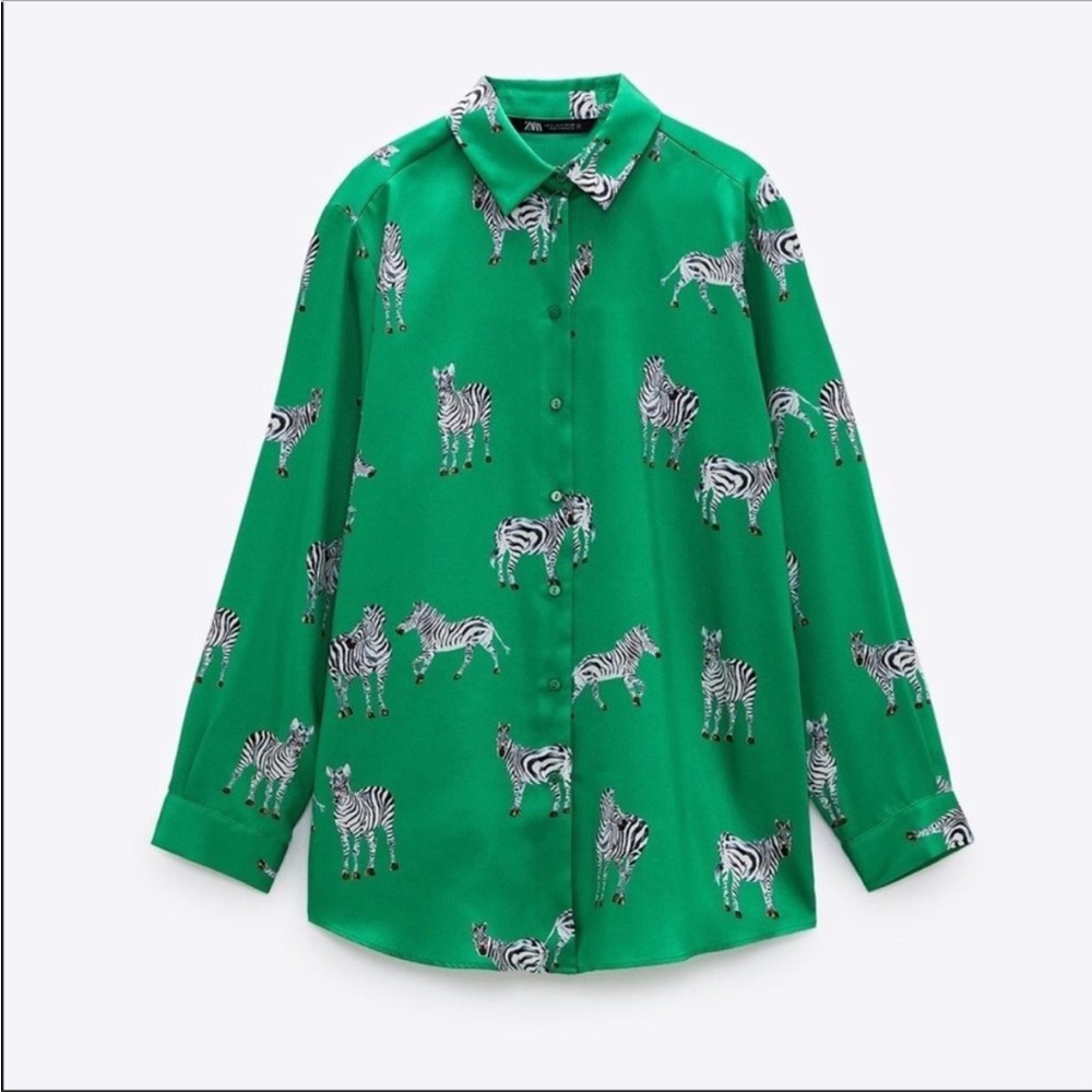 Zara zebra print satin effect blouse